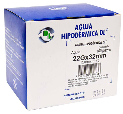 Aguja Hipodérmica calibre 22Gx32mm (NEGRO)