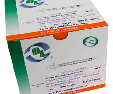 Jeringa para insulina, estéril desechable de 1 ml (AZUL) C/ AGUJA 30x13