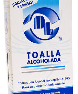 Toalla Alcoholada: Exhibidor con 24 Bolsitas con 6 Toallas