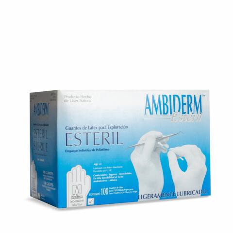 Guante látex estéril blanco mediano Ambiderm