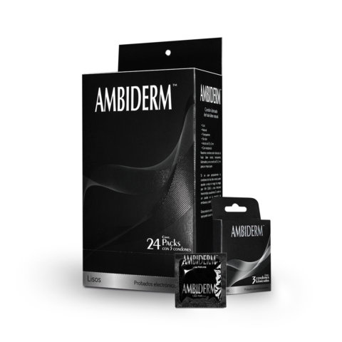 Condón masculino liso. Caja con 24 packs