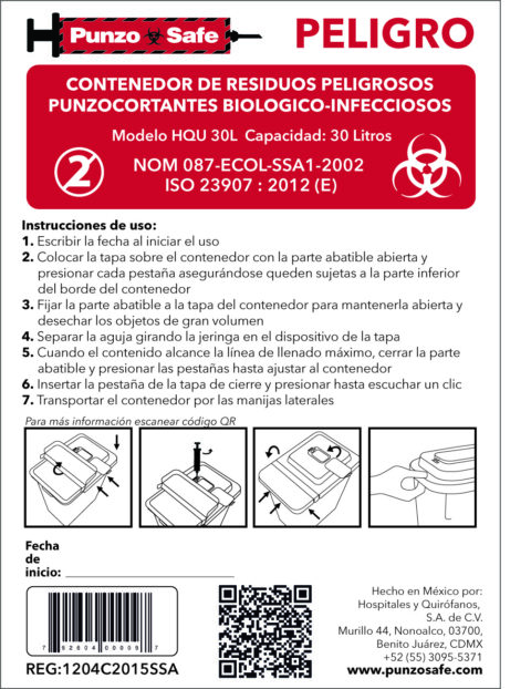 Bote Recolector 30 Lts Punzocortantes Rpbi - Imagen 4