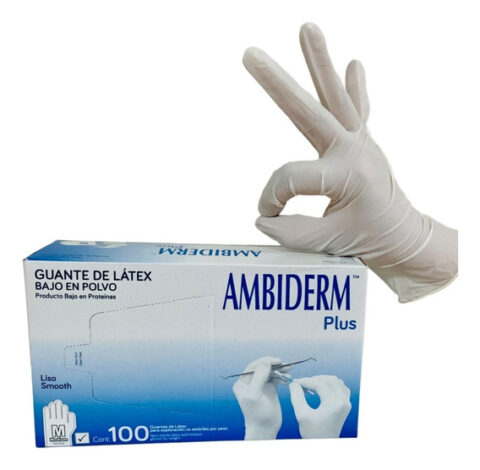 GUANTE LATEX MEDIANO BLANCO AMBIDERM PLUS
